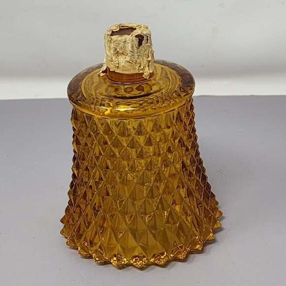 Vintage Amber Indiana Glass Diamond Pattern Candle Holder Set - Picture 2 of 9